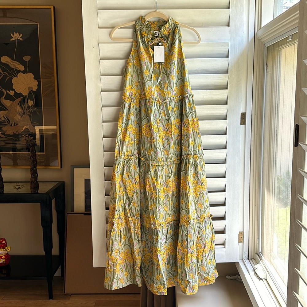 NWOT Sur La Vague Reed Ruffle Maxi Dress